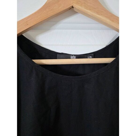 JARBO CERCHI SHORT SLEEVE BLOUSE IN ITALIAN COTTON L/XL BLACK $298 - Picture 5 of 8